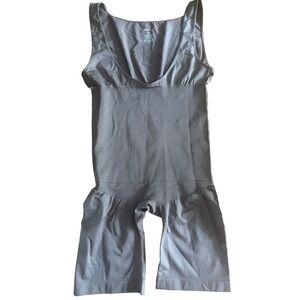 UnderWhere? Women 3X Gray Seamless Shapewear Bodysuit Mid-Thigh Tummy Control